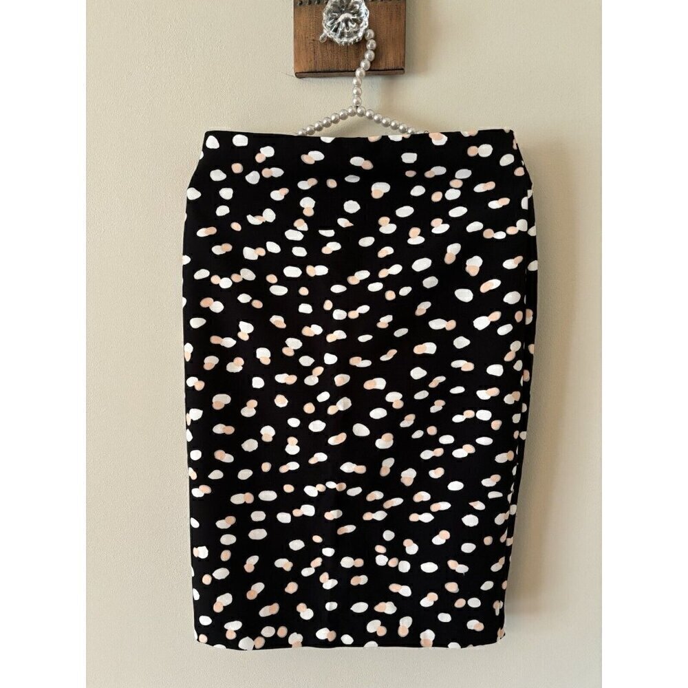 NWOT Philosophy Womens Size 2 Black Random Dot Print Pencil Skirt